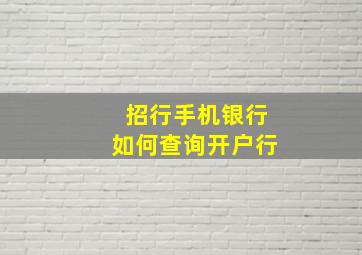 招行手机银行如何查询开户行