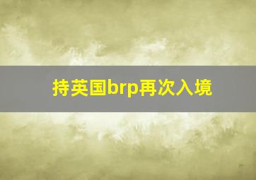 持英国brp再次入境