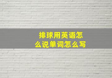 排球用英语怎么说单词怎么写