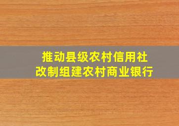 推动县级农村信用社改制组建农村商业银行