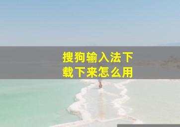 搜狗输入法下载下来怎么用