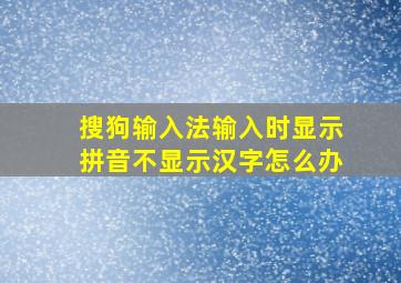 搜狗输入法输入时显示拼音不显示汉字怎么办