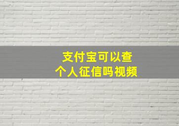 支付宝可以查个人征信吗视频