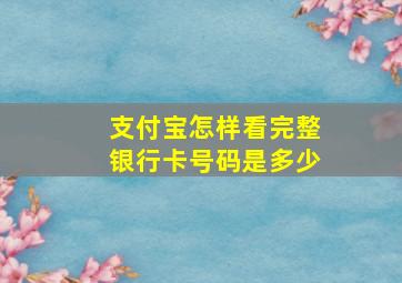 支付宝怎样看完整银行卡号码是多少