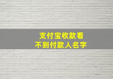 支付宝收款看不到付款人名字