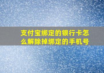 支付宝绑定的银行卡怎么解除掉绑定的手机号