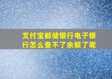 支付宝邮储银行电子银行怎么查不了余额了呢