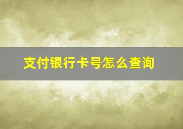 支付银行卡号怎么查询