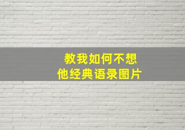 教我如何不想他经典语录图片