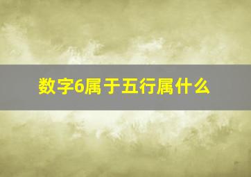 数字6属于五行属什么