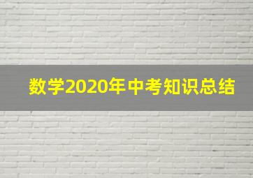 数学2020年中考知识总结