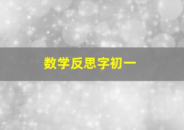 数学反思字初一