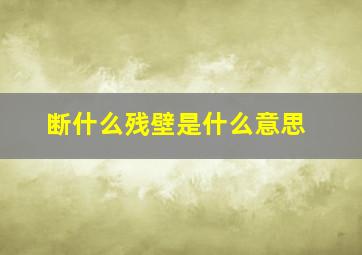 断什么残壁是什么意思