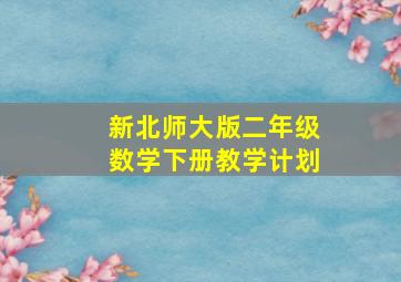 新北师大版二年级数学下册教学计划