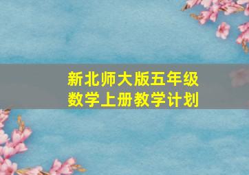 新北师大版五年级数学上册教学计划