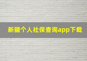 新疆个人社保查询app下载