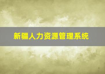 新疆人力资源管理系统