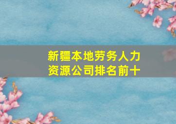 新疆本地劳务人力资源公司排名前十