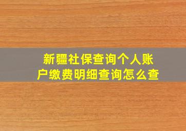 新疆社保查询个人账户缴费明细查询怎么查