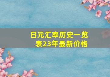 日元汇率历史一览表23年最新价格