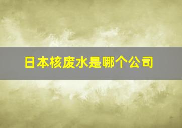 日本核废水是哪个公司