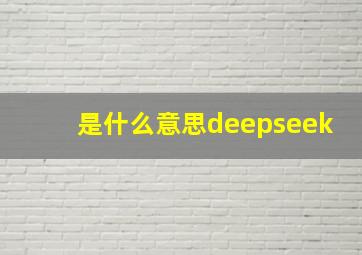 是什么意思deepseek