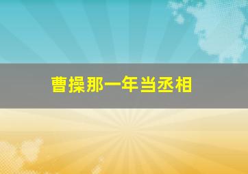 曹操那一年当丞相