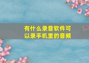 有什么录音软件可以录手机里的音频