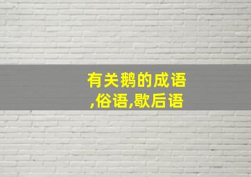 有关鹅的成语,俗语,歇后语