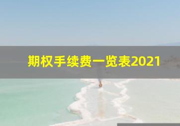 期权手续费一览表2021