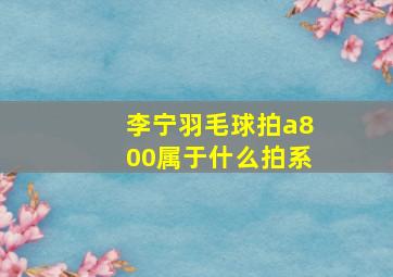 李宁羽毛球拍a800属于什么拍系