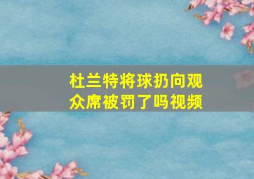 杜兰特将球扔向观众席被罚了吗视频