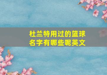 杜兰特用过的篮球名字有哪些呢英文