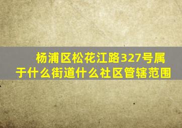 杨浦区松花江路327号属于什么街道什么社区管辖范围