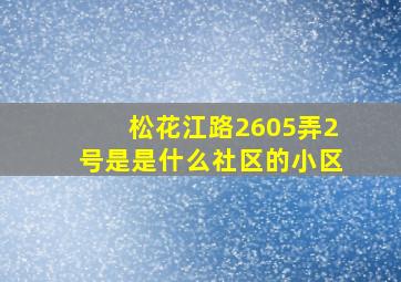 松花江路2605弄2号是是什么社区的小区