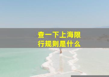 查一下上海限行规则是什么