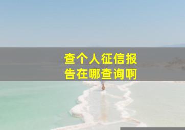 查个人征信报告在哪查询啊