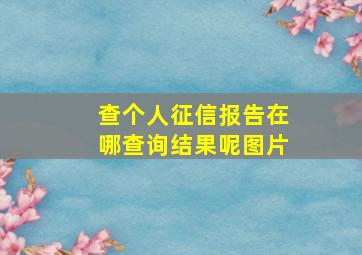 查个人征信报告在哪查询结果呢图片