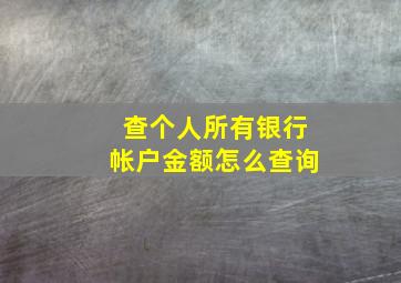 查个人所有银行帐户金额怎么查询