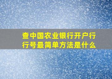 查中国农业银行开户行行号最简单方法是什么