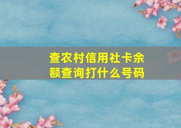 查农村信用社卡余额查询打什么号码