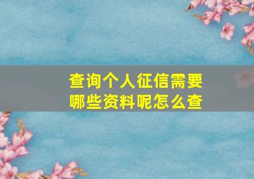 查询个人征信需要哪些资料呢怎么查