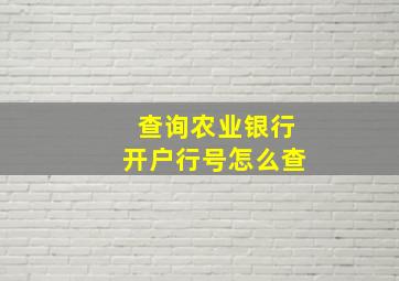 查询农业银行开户行号怎么查