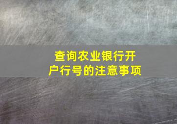 查询农业银行开户行号的注意事项