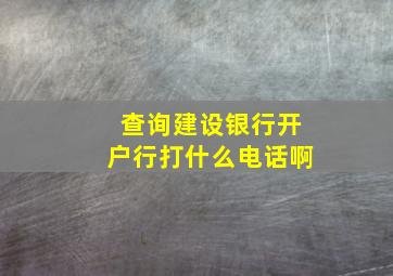 查询建设银行开户行打什么电话啊