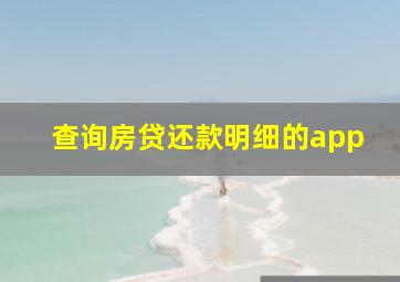 查询房贷还款明细的app