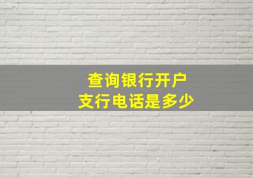 查询银行开户支行电话是多少