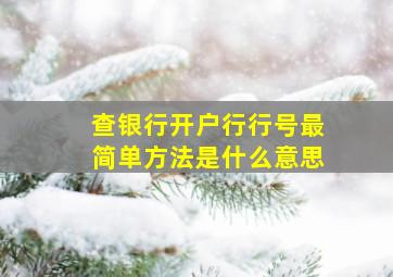 查银行开户行行号最简单方法是什么意思