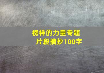 榜样的力量专题片段摘抄100字