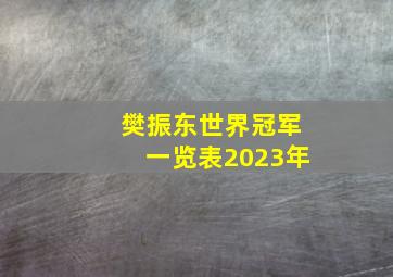 樊振东世界冠军一览表2023年